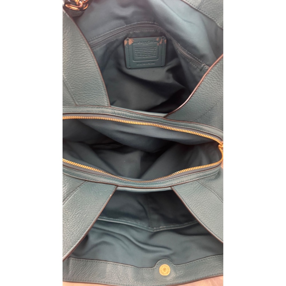 Coach Lexy F57545 Teal Blue Pebbled Leather Hobo Shoulder Bag Gold Hardware - Picture 12 of 12